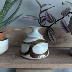 Handcrafted Ceramic Vase with Brown Accents